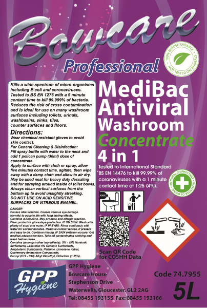 Bowcare MediBac Antiviral Washroom Concentrate