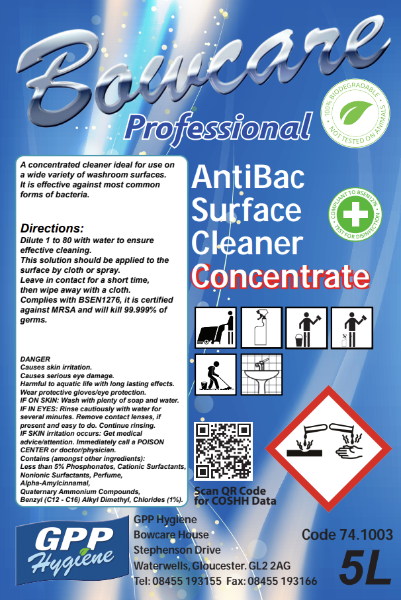 Bowcare AntiBac Surface Cleaner Concentrate