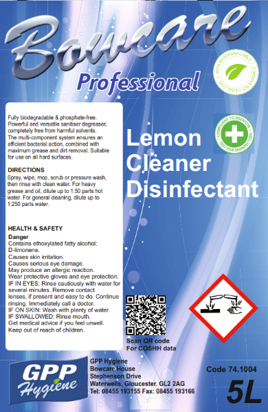 Bowcare Lemon Cleaner & Disinfectant